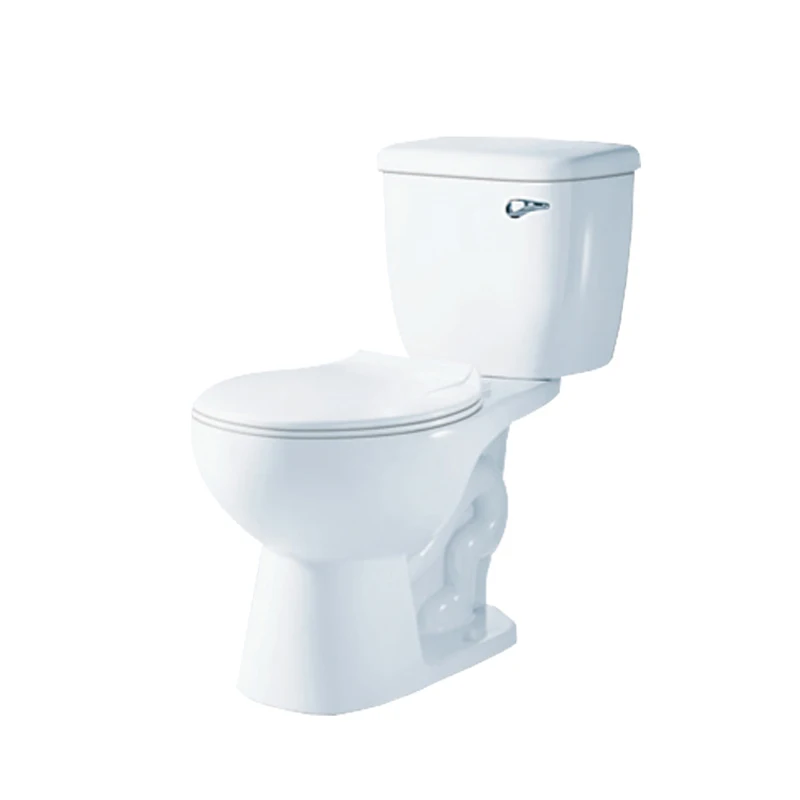 White ceramic WaterSense Elongated Chair Height 2-Piece Toilet 12-in Rough-In Size