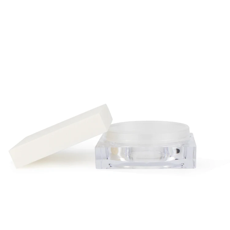 3.5 15 gram plastic cosmetic makeup containers square acrylic loose powder packaging jars with airtight lids for cream
