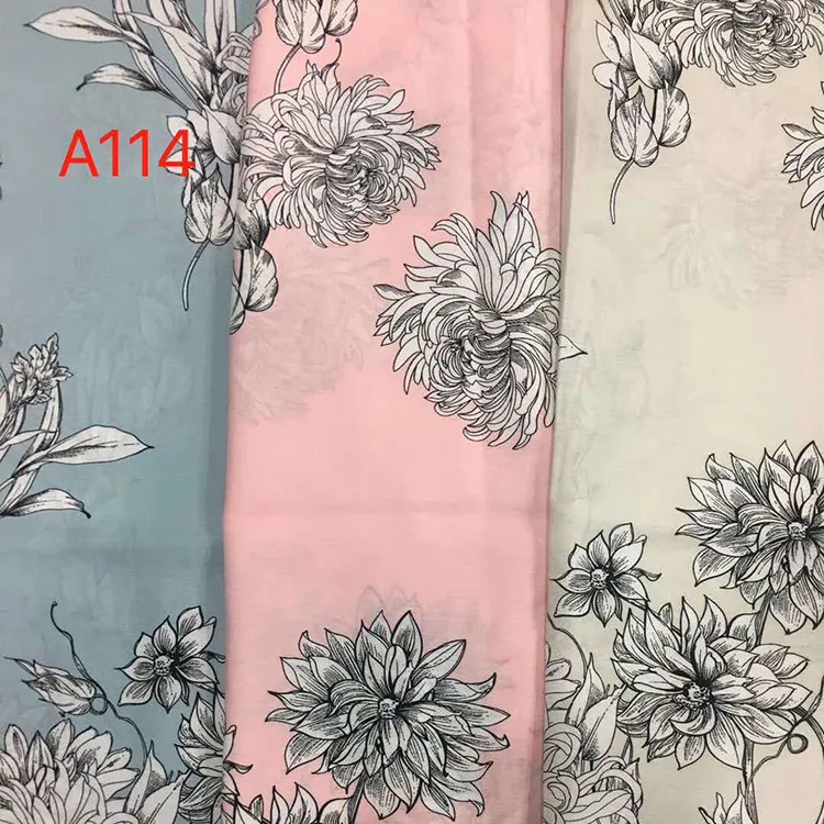 New style comfortable stock lots garment printed flower rayon nylon fabric for dress