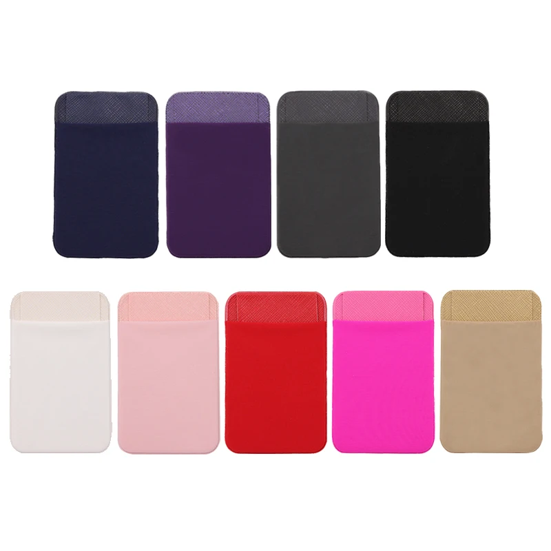 Cellphone Elastic Solid Adhesive Sticker Fashion Leather Phone Card Holder Cell phone Pocket Wallet Case