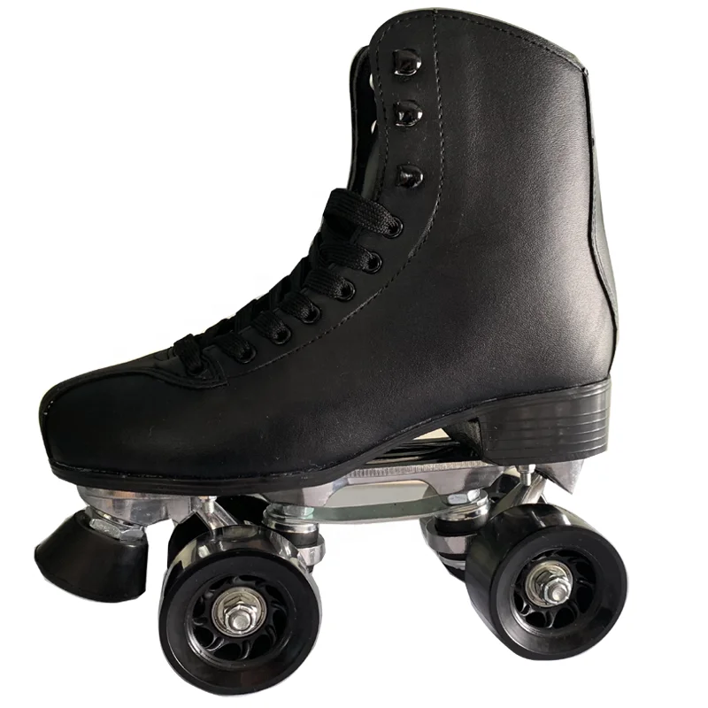 Custom high quality Synthetic leather vamp Roller rink rental high bounce PU wheel quad roller patines skates shoes