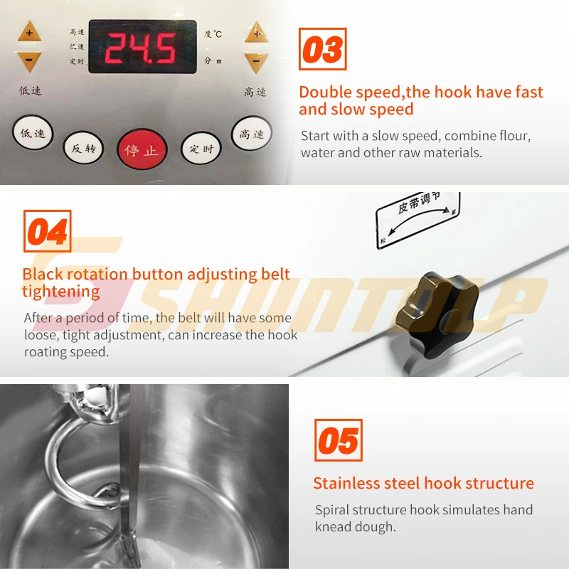 
12kg 30L electric spiral dough mixer, commercial flour dough kneader for bakery 