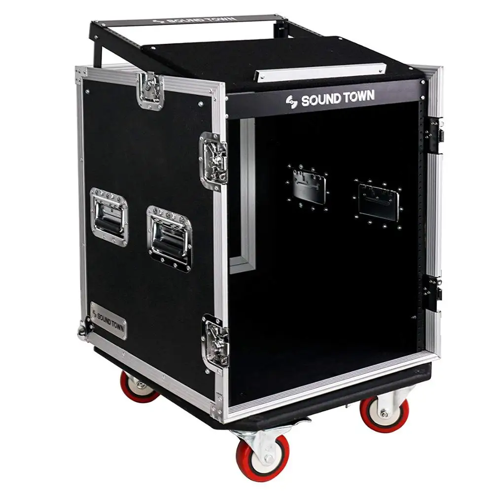 12-Space PA/DJ Pro Audio Rack/Road Case with Slant Mixer Top