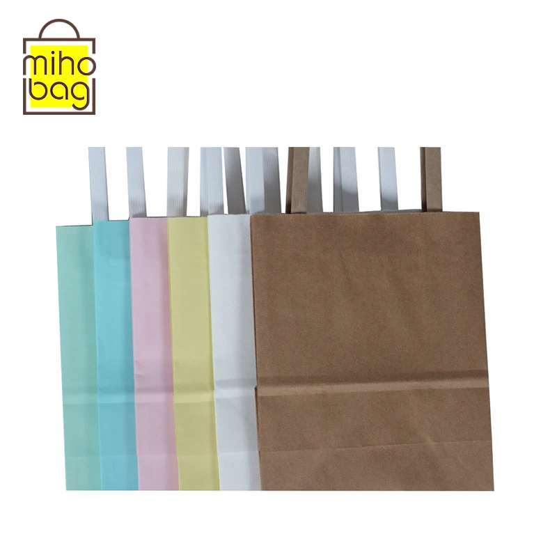 green product handbag Customized shopping kraft paper bag with logo