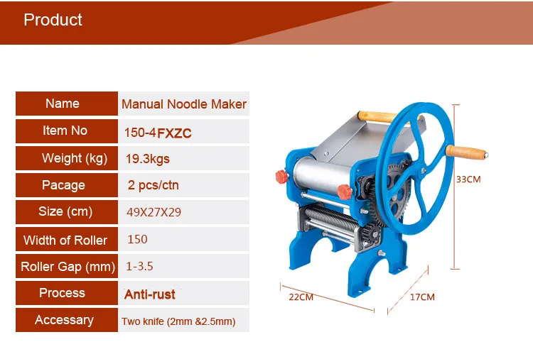 150-4DD manual hand dough roller pasta maker machine for family