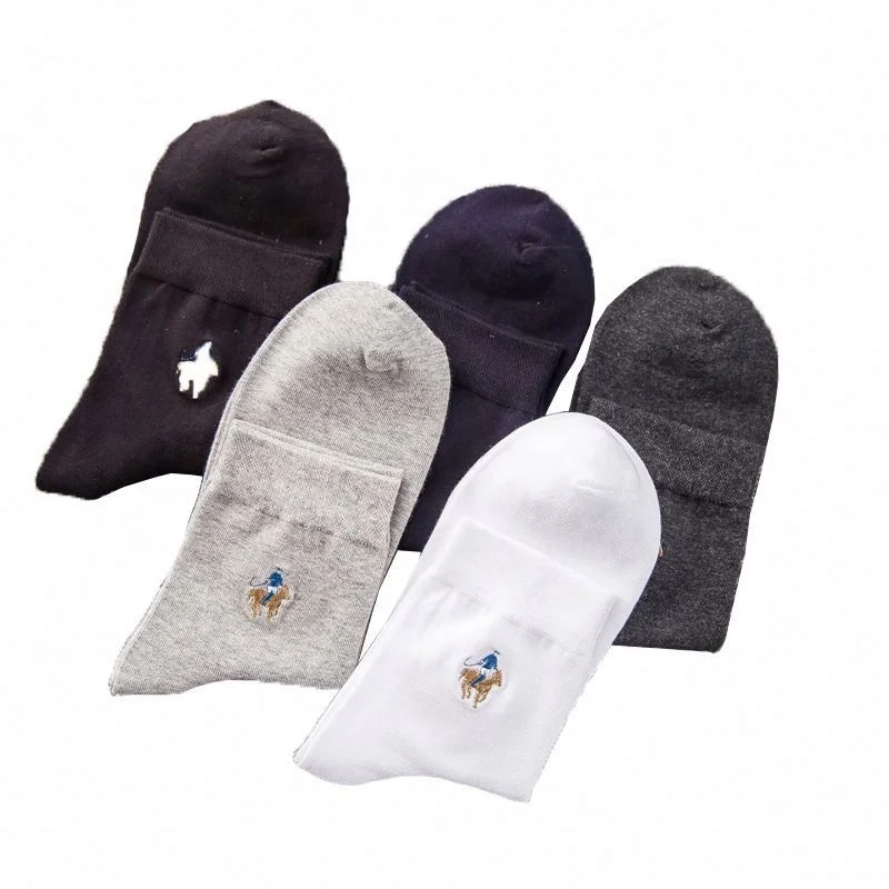 Custom logo 100% bamboo cushion crew boat sport short sock, black polo socks men