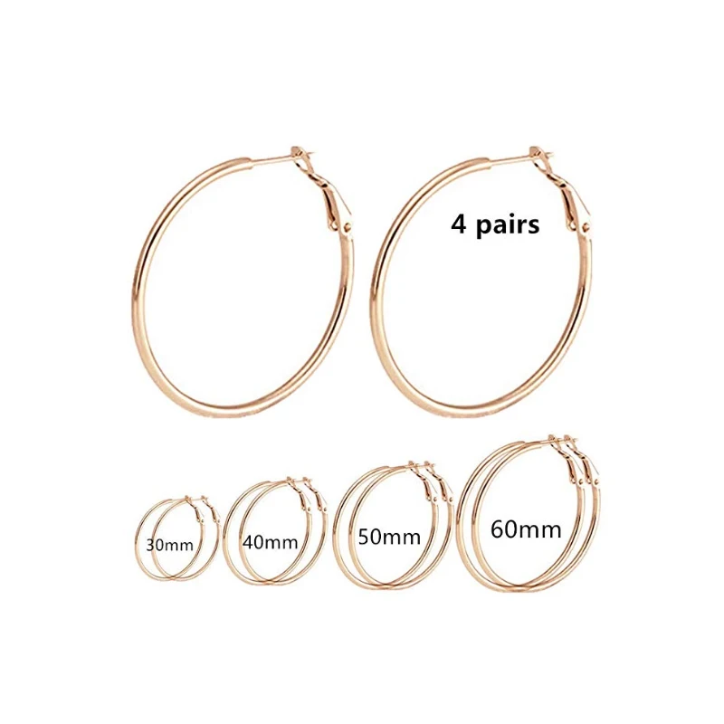 
4 piecesetRose gold silver plated stainless steel round earrings custom wholesale earrings earrings 