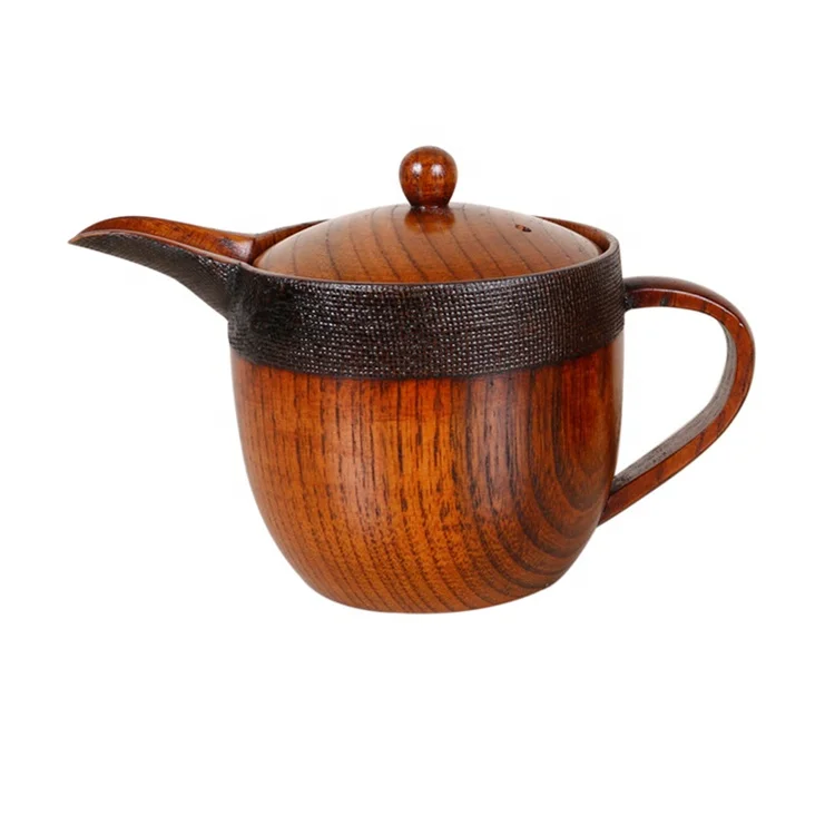 Traditional Japanese Style Handmade Medium Jujube Wood  Coffee  Tea Pot