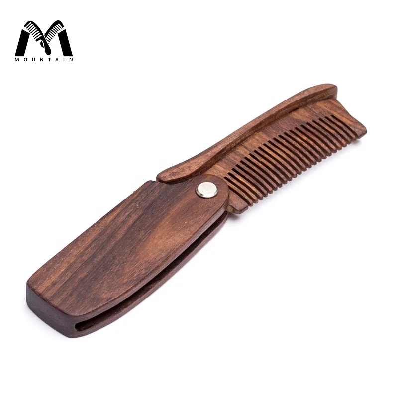 Professional Wholesale Custom Logo Durable Foldable Wood Beard Straightening Brush