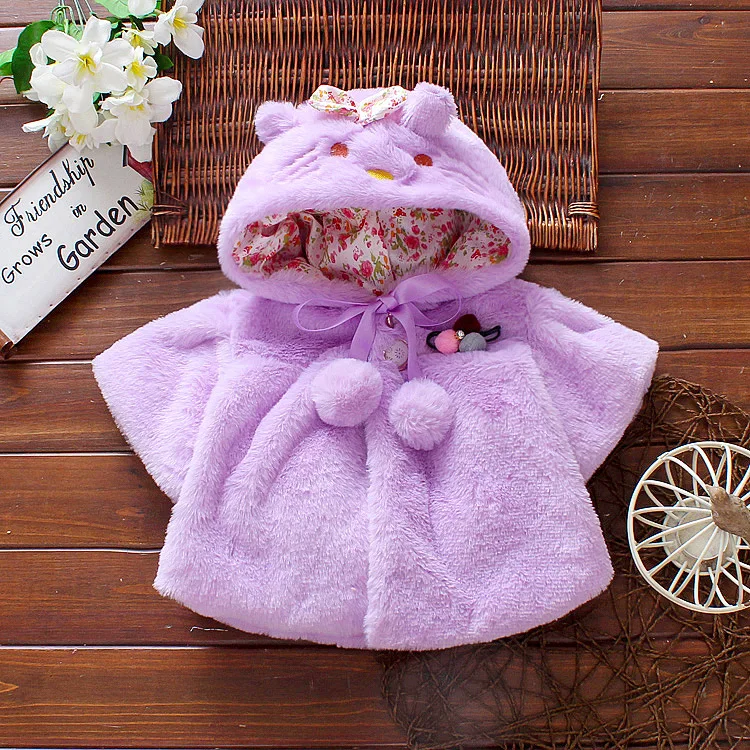 Детское теплое пальто с капюшоном из кроличьего меха зимнее хлопковое пальто для маленьких девочек