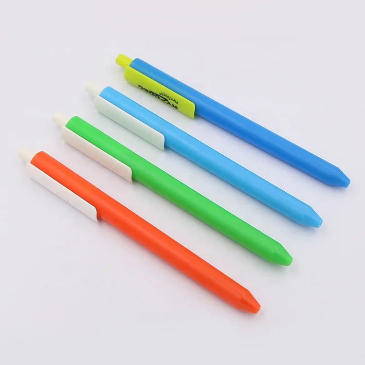 Custom logo printing plastic pen clip rubber grips for Plastic Ballpoint Pen, pen with logo printing
