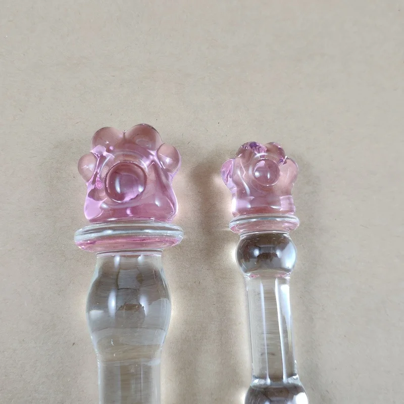 2019 Hot Sale Pink Kitty Paw Design Manufacturer of Boro Glass Material Adult Dildo Sex Toy for Adult Life