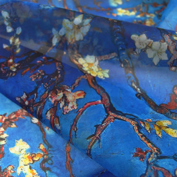 Супер сентябрьская ткань из 100 чистого шелка органзы с цифровой печатью для женской одежды