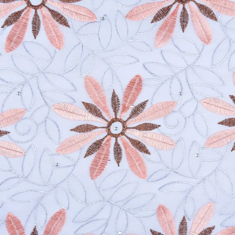 High Quality African Embroidery Green Swiss Voile Lace Fabric For Women Wedding & Party Dress With Stones 1563