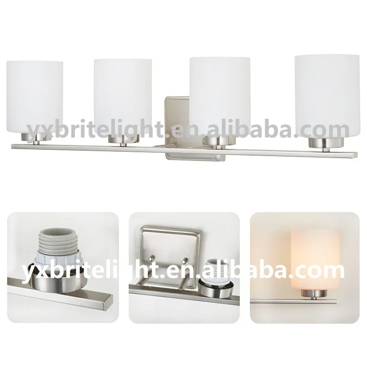 Nickel Vanity lamp IP44 4-Lights Cylinder Bathroom Wall Lamp SconceCylinder Bathroom Wall Lamp