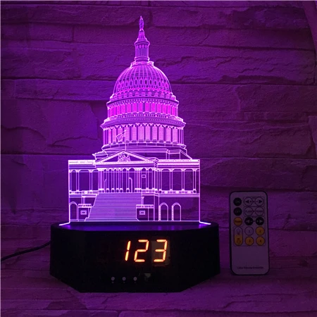 Tourist Attractions Type Innovative Time Alarm Clock LED Illusion Night Light Acrylic 3D Lamp