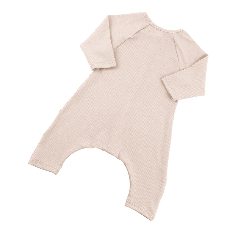 
Smocked Newborn Baby Light Pink Fall Winter Baby Playsuits Longsleeve Harem Leg Infant Ribbing Rompers 