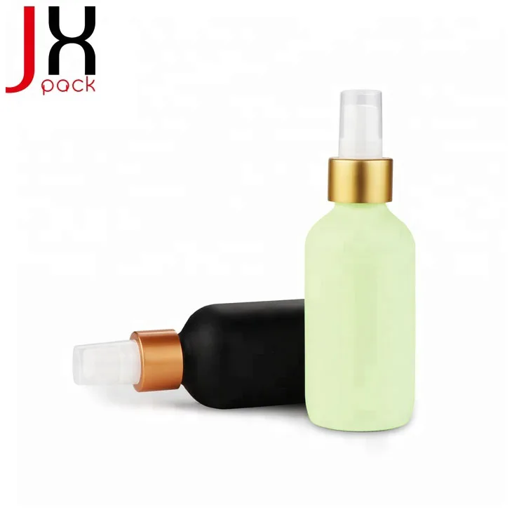 
Label Printing 30ml 60ml Frosted Boston Round Glass Essential Oil Bottles With White Spray Pump and Silver Ring for Cosmetic 