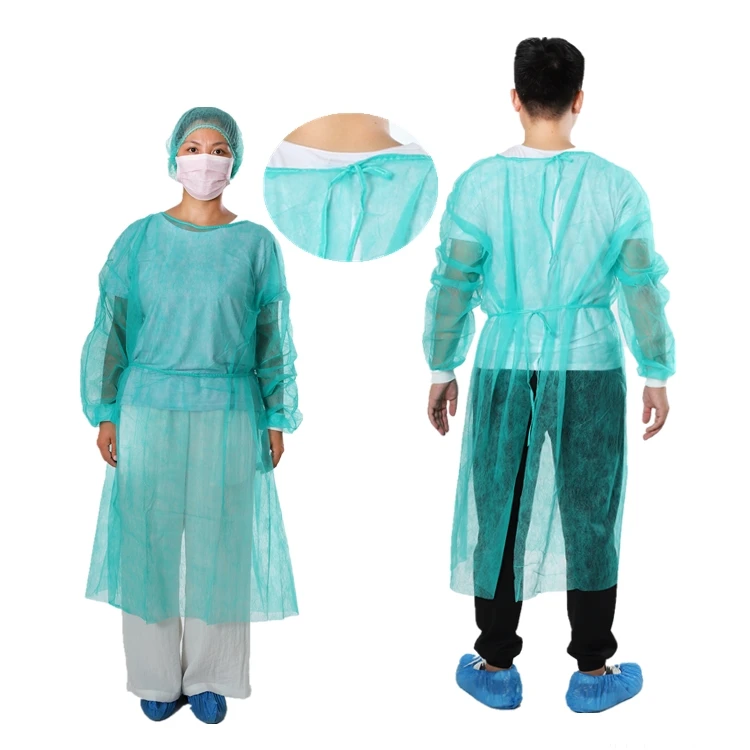 
Medical Disposable Non-woven PP Surgeon Patient Gown With Elastic/Knit Cuffs for Examination 