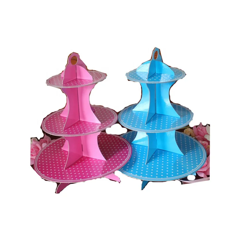 3 Tier Disposable Round Afternoon High Tea Wedding Cupcake Display Cardboard Paper Cake Stand