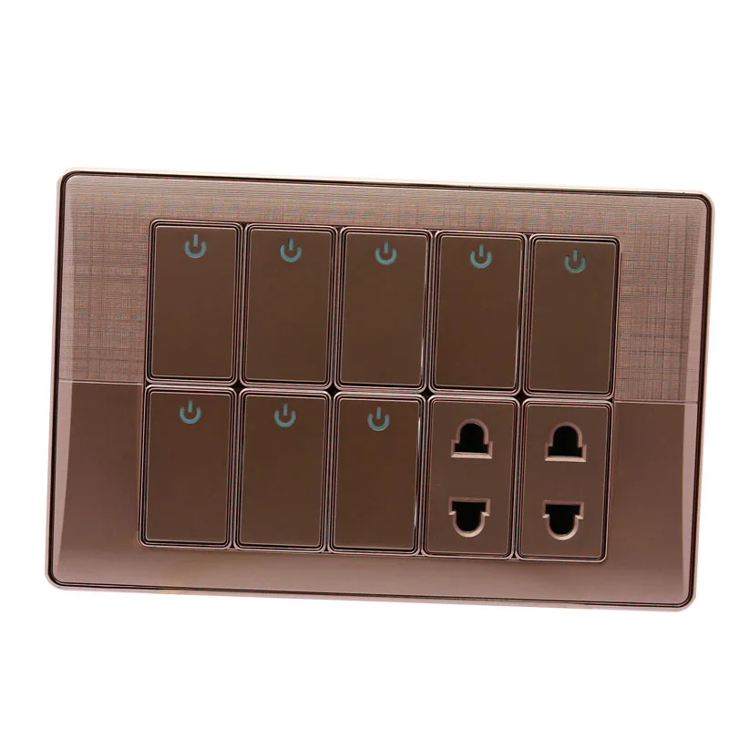 Golden plate 8+2 pakistan type electrical wall switch socket