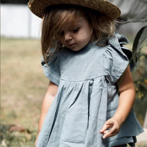 
Children Boutique Outfits 2-piece Baby Girl Linen Dress Top and Shorts Set Support OEM Wholesale In 2019 