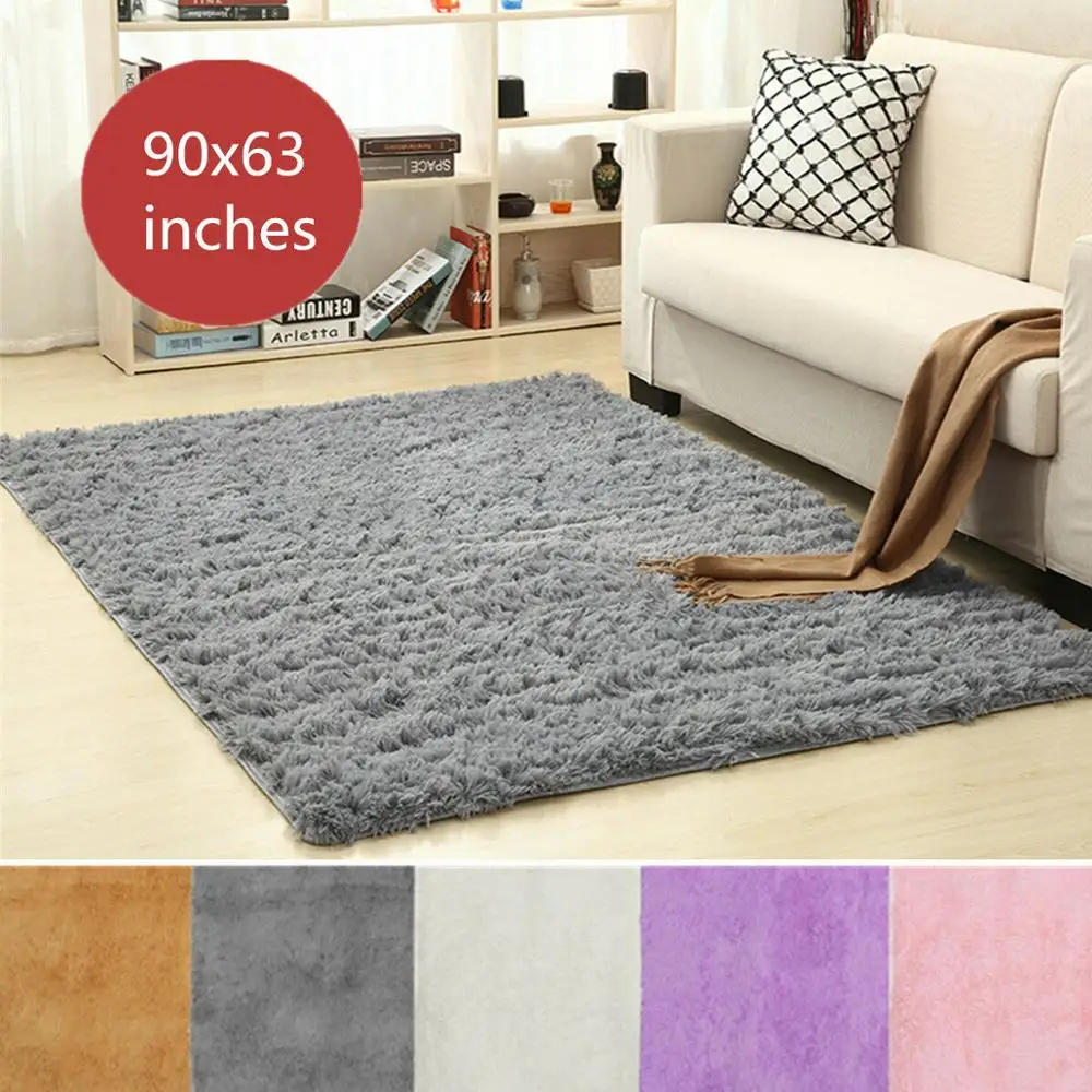 Fluffy Rugs Pad Anti Slip Doormat Home Carpet Bedroom Living Room Floor Mat Soft