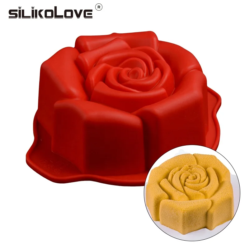Beautiful Rose Shape Home Bakeware Mold for Cake DIY Silicon Cake Tools Moulds 100% Eco-friendly Food Grade Silicone