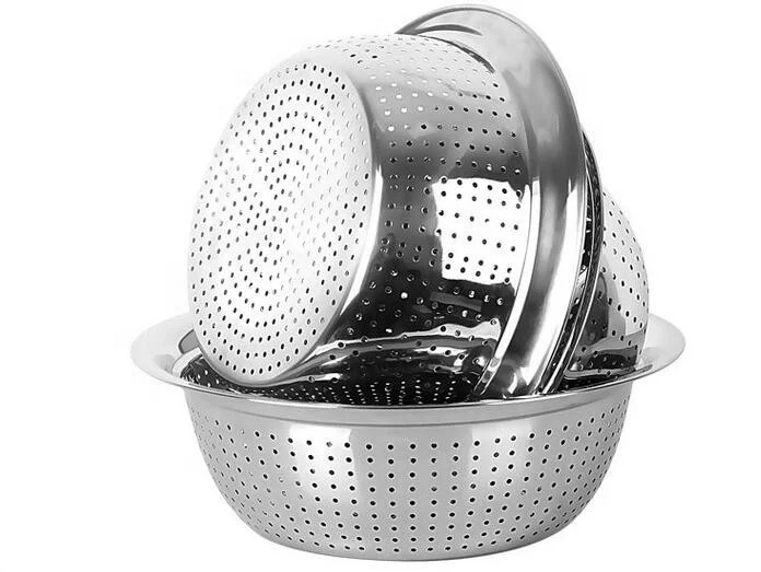 Dishwasher-Safe Kitchen Stainless Steel Micro-Perforated Strainer Vegetable Basket Fruit Colander/Bowl