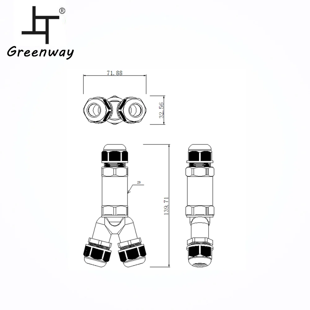 Greenway hot sale ip68 led connector y type connector 2pin 3pin 4pin 5pin waterproof connector