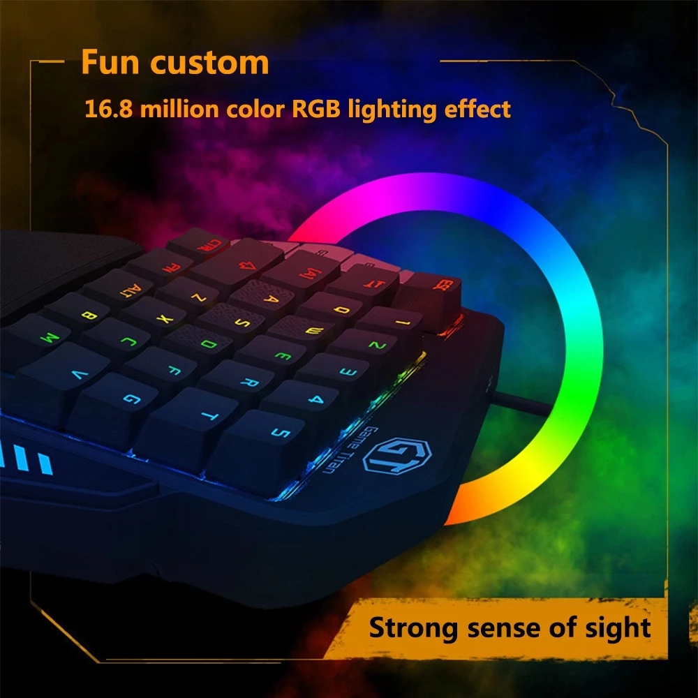 One-handed Mechanical Gaming Keyboard, LED Backlightling USB Wired Battlegrounds Keyboard for Mobile