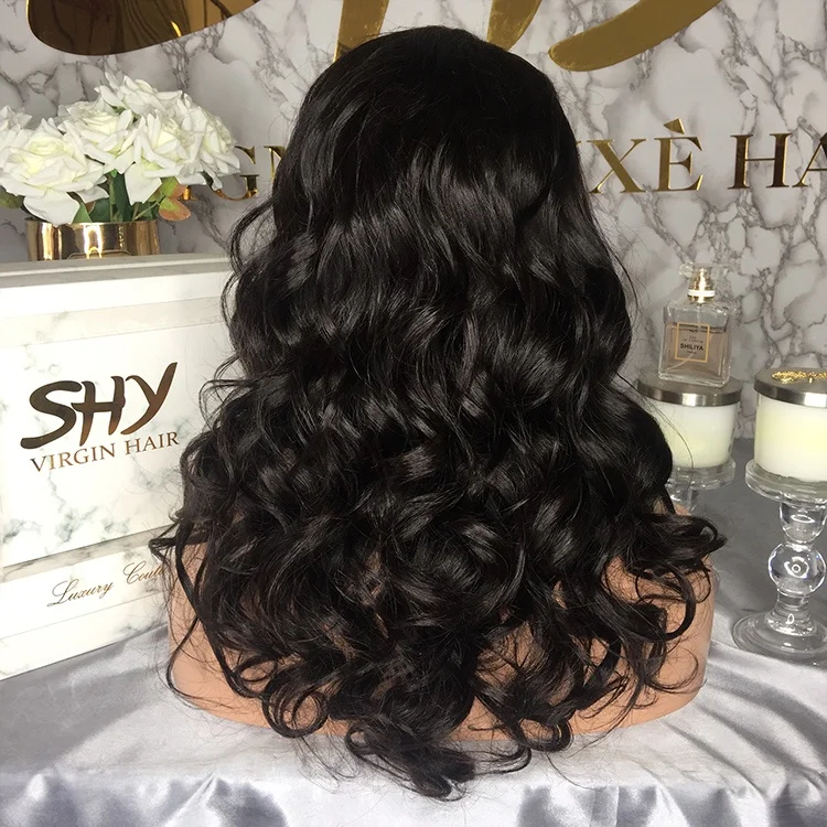2019 Hot Sale Wholesale Brazilian Hairs Loose Wave Natural Black Virgin Cuticle Aligned Hair Human Lace Wig Wtih Baby Hair