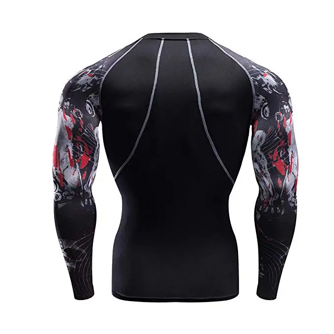 Compression shirt bjj rush guard long sleeve jiu jitsu rashguards Custom Sublimation Printed MMA Rash Guard For Men