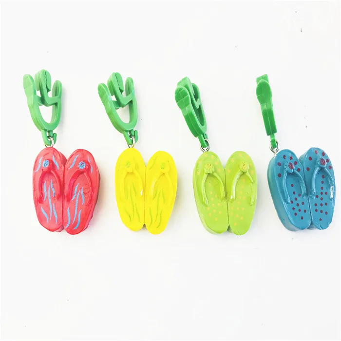 Yellow  flip flops decorative pattern  tablecloth weight clips set of 4