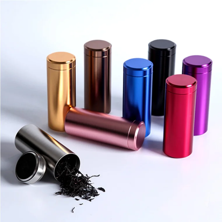 2019 new multicolor plated titanium alloy tea tube, stainless steel portable tea box,tea can capsule pill can