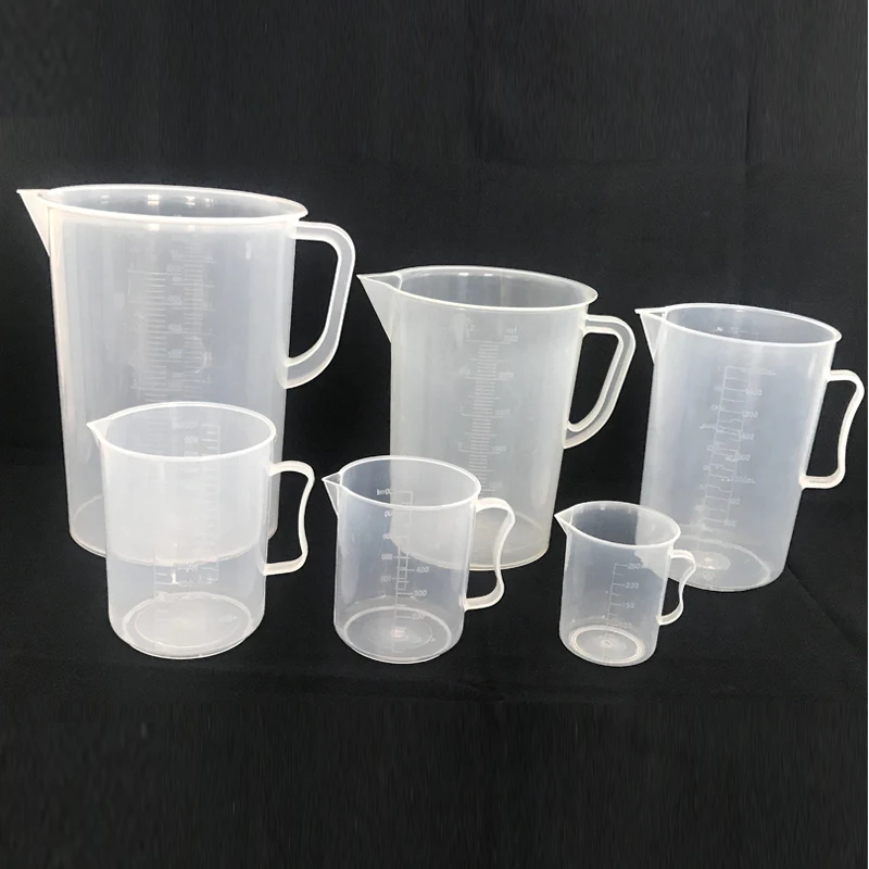 Логотип печати прозрачный пластиковый мерный стакан 250 мл PP Мерный с ручкой и залить носик для пудра Жидкость