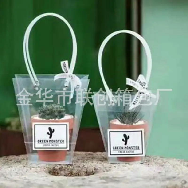 
Online wholesale transparent tote bag beautiful decoration flower pot wrapping bag 