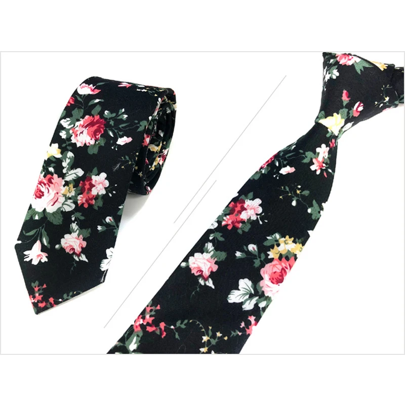 Мужская хлопковая футболка с цветочным принтом Цветочный Тонкий Узкие галстуки для мужчин