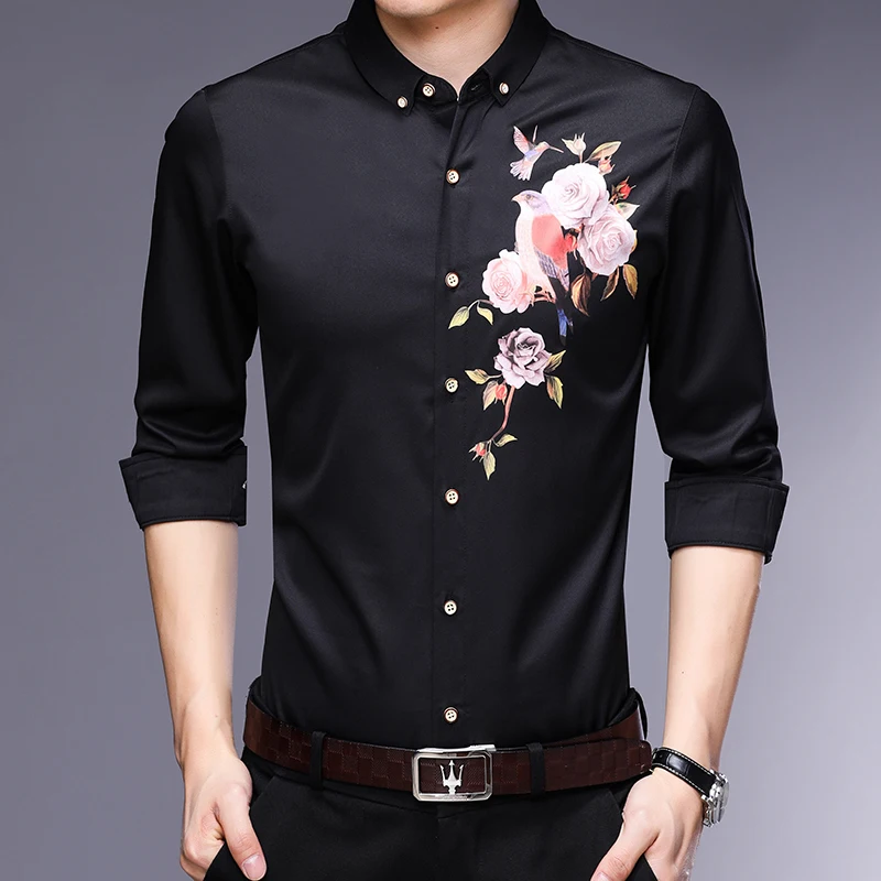 Wholesale Western style long sleeve custom fit man print shirt