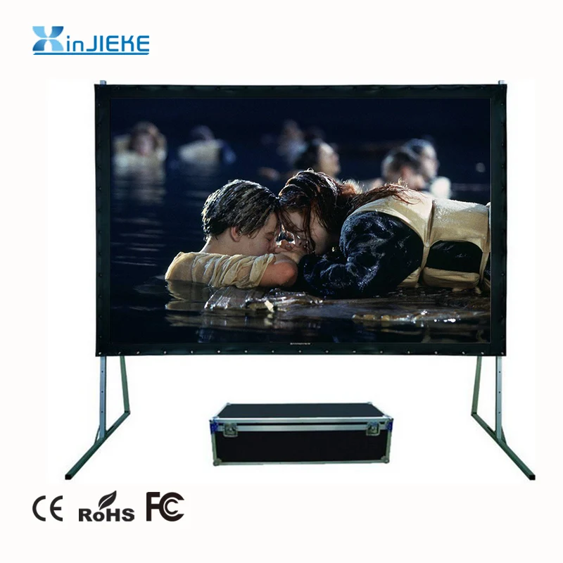 foldable free stand 150 inch outdoor stage screen portable fast fold front rear projector projection screen with flight case