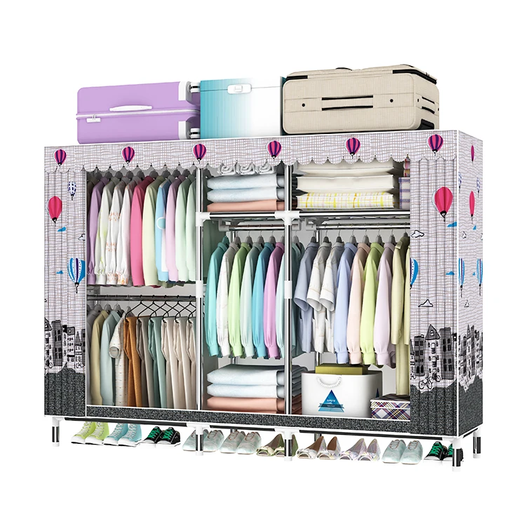 
Manufacturer direct assemble portable fabric cloth cabinet folding wardrobe Large size 8200 