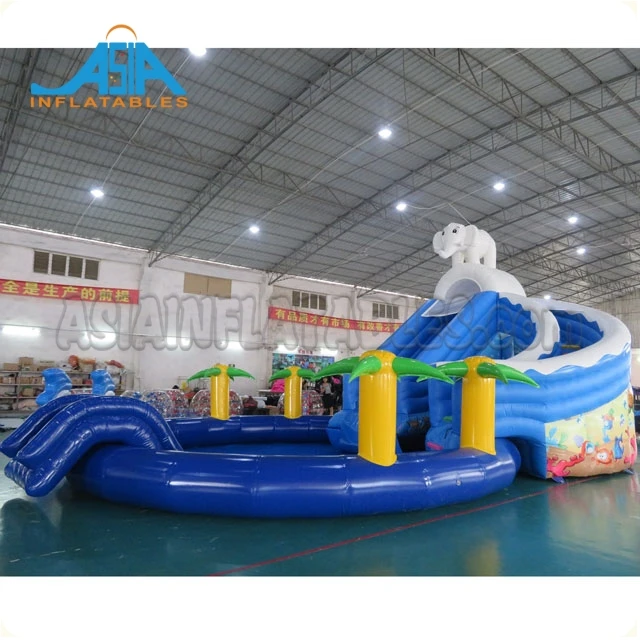 Big inflatable water slides with pool, commercial  inflatable water park for sale