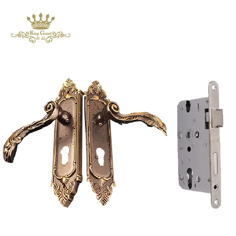 Zinc alloy door handle lock wooden door metal European lock
