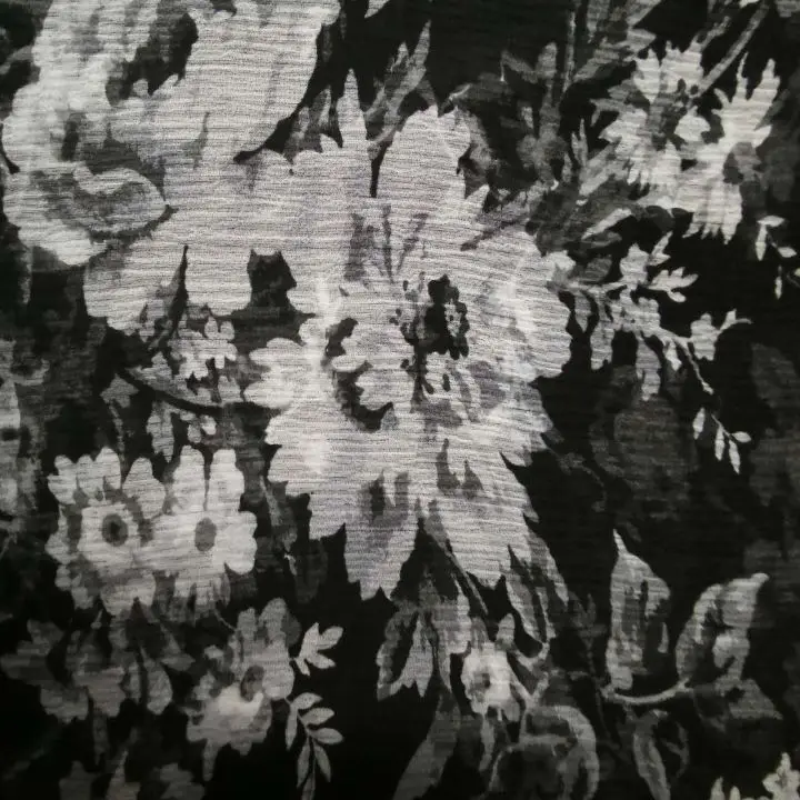 Pure silk organza Crinkle Printed Floral Crinkle Silk wedding Organza Fabric