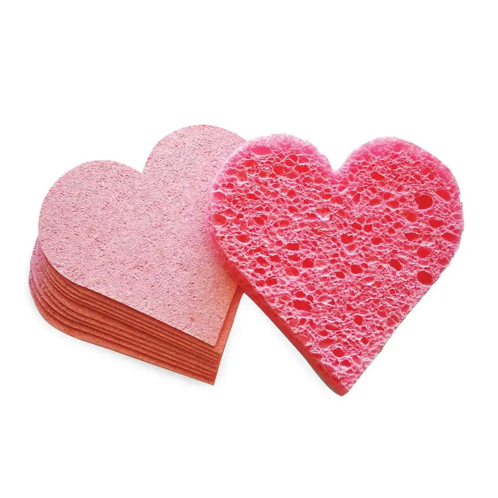 
Hot Selling Facial Cleaning Cellulose Sponge Heart Shaped Compressed Cellulose Facial Sponge 