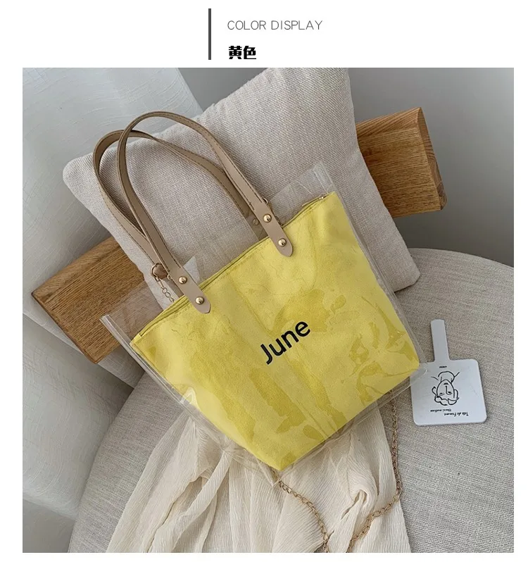 
2019 Tote Bag Style and Women Clear Beach Shopping Bag Transparent PVC Jelly Bag 