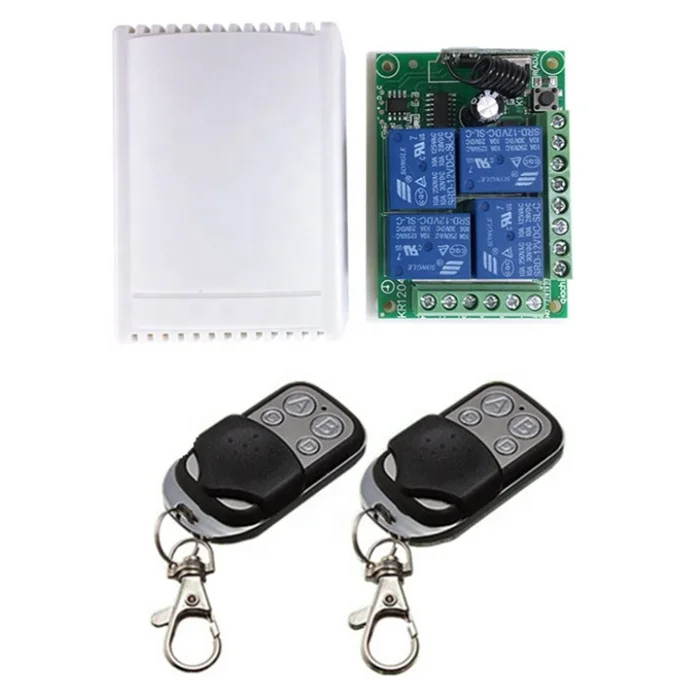 433Mhz Universal Wireless Remote Control Switch DC12V 4CH relay Receiver Module and 4 channel RF Remote Transmitter