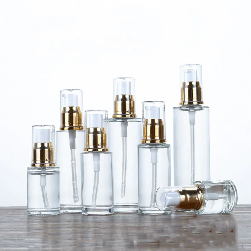 Cosmetic Containers Bottles 20ml 30ml Glass Spray Lotion Pump 40ml Empty Sample Packaging 50ml 60ml Refillable Emulsion Bottle