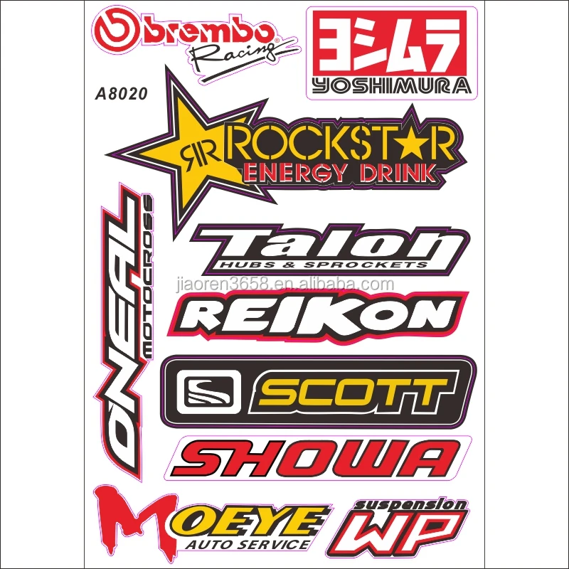 Motocross Enduro Stickers MX Bike Motorcycle Helmet Sponsor Race Logo Decals A4 size
