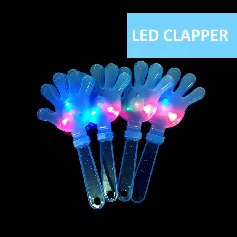 Promotional Cheap Multi-Color  LED Colorful Plastic Hand Clapper Battery Operated Noise Maker LED Light Clapper For Concert